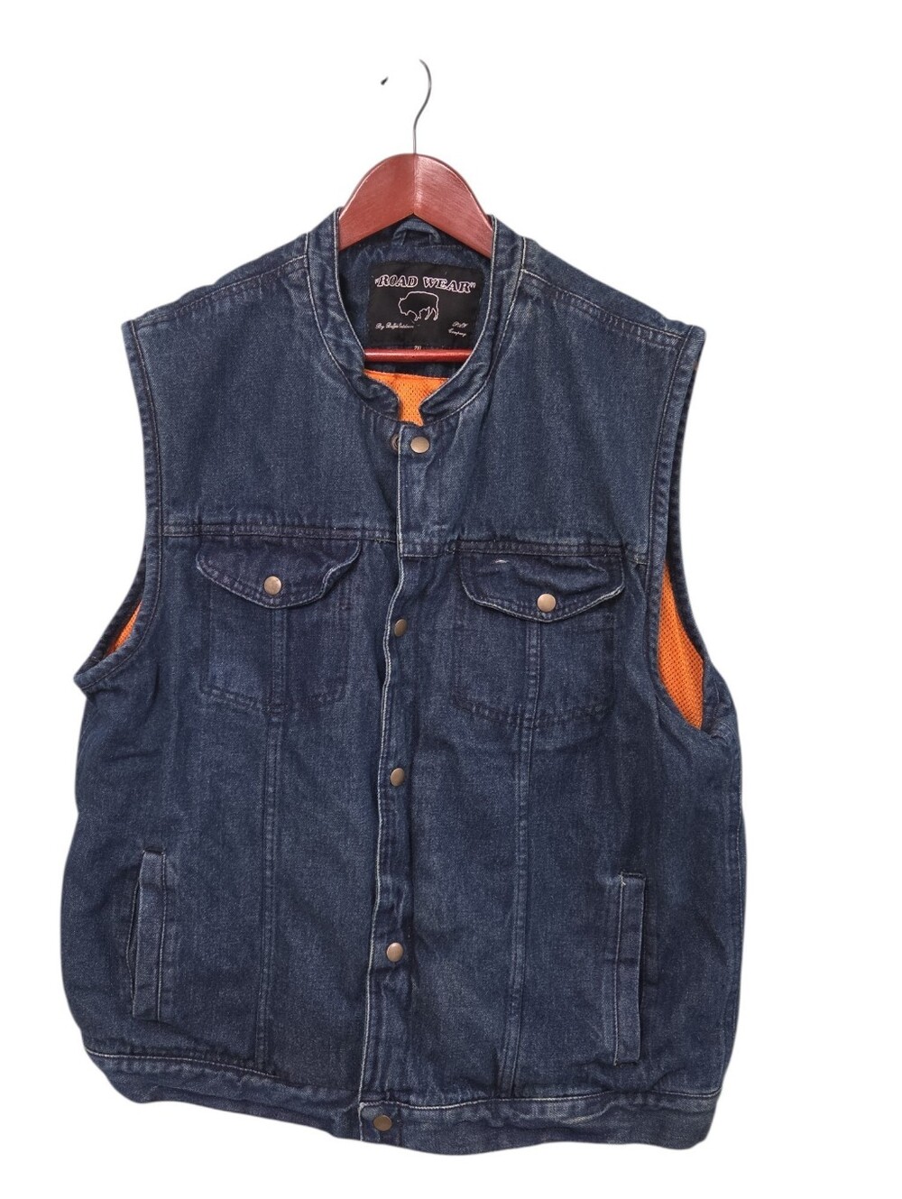 Vintage Road Wear By Buffalo Outdoors Denim Biker Vest Mens 2XL Grunge Rider